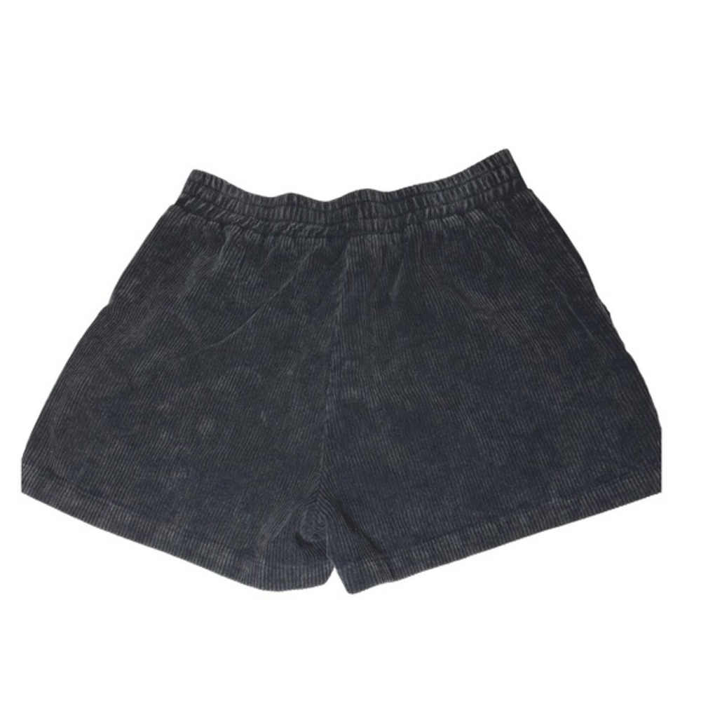 Entro Corduroy Pull On Shorts Black Elastic Waist Patch Pocket Casual - Picture 5 of 7